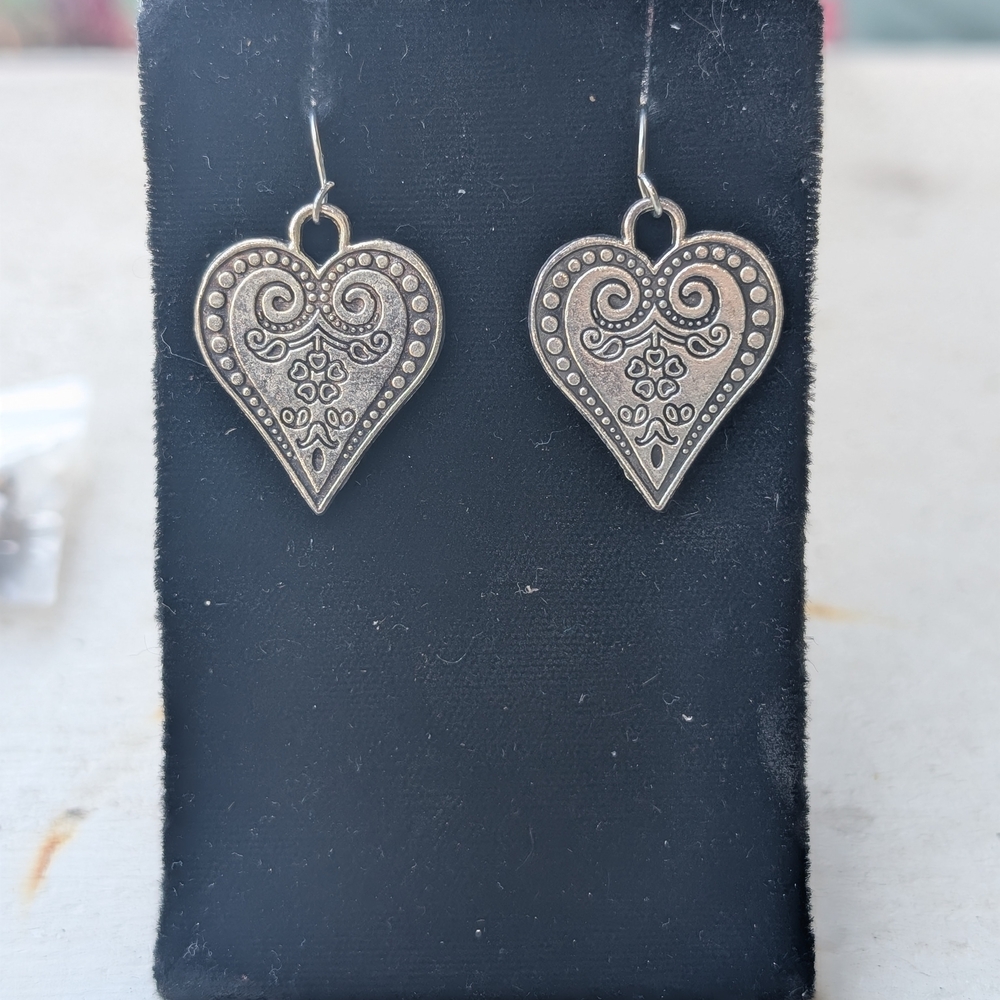 Elegant Silver Heart Earrings